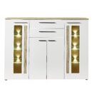 Highboard LOFT-TWO 22 Lack Laminat Weiss-Artisan Eiche