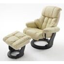 Relax-Sessel mit Hocker CALGARY creme - schwarz