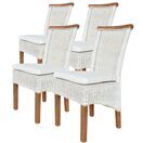 Esszimmerstühle Rattan weiss Perth mit Sitzkissen - 4er Set