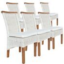 Esszimmerstühle Rattan weiss Perth mit Sitzkissen - 6er Set