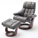 Relaxsessel mit Hocker CALGARY schlamm - walnussfarbig