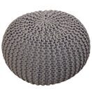 Pouf 55 cm Grobstrick Optik extrahoch 37 cm hellgrau