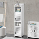 Badezimmerschrank Mora 135x32x32 cm mit 3 Ablagen WPC Weiss