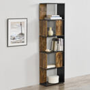 Bücherregal Aneby 159x45x24cm mit 5 Ablageflächen Schwarz / Holz Dunkel