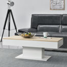 Couchtisch Lünen 40x110x60cm mit 2 Staufächer Eicheoptik Weiss