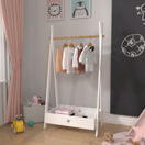 Kinder-Garderobe Laxe 126x73x43 cm Weiss/Natur