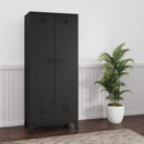 Kleiderschrank Hankasalmi mit 2 Schubladen 180x90x40 cm Schwarz