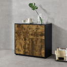 Sideboard Paarl 74x79x36 cm mit 2 Schubladen und 2 Schranktüren Schwarz/Eiche dunkel