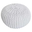 Pouf 55 cm Grobstrick-Optik extrahoch 37 cm weiss