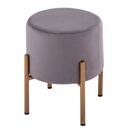 Samt Hocker 2. Wahl Sitzhocker Samt Pouf Ø 32 H 38 cm Sitzpouf Velour mit Füssen rose Eisen gold