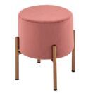 Samt Hocker 2. Wahl Sitzhocker Samt Pouf Ø 32 H 38 cm Sitzpouf Velour mit Füssen rose Eisen gold