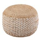 Sitzpouf rund 50x50 cm Jute natur weiss