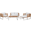 Lounge Set Akazienholz hellbraun 4-Sitzer Auflagen weiss BERMUDA