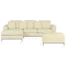 Ecksofa Leder beige rechtsseitig mit Ottomane OSLO