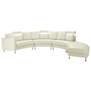 7-Sitzer Sofa Leder creme halbrund mit Ottomane ROTUNDE