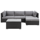 Lounge Set Rattan schwarz 4-Sitzer linksseitig SANO II