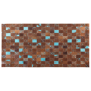 Teppich Kuhfell braun-blau 80 x 150 cm Patchwork Kurzflor ALIAGA