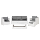 Lounge Set Rattan weiss 6-Sitzer Auflagen grau ROMA