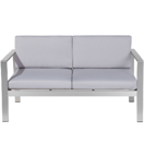 Gartensofa Aluminium 2-Sitzer Auflagen hellgrau SALERNO