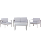 Lounge Set Aluminium 4-Sitzer Auflagen hellgrau SALERNO