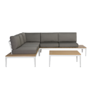 Lounge Set Aluminium weiss 4-Sitzer Auflagen grau POSITANO