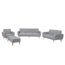 Sofa Set Polsterbezug hellgrau 6-Sitzer verstellbar mit Ottomane FLORLI