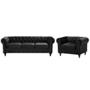 Sofa Set Samtstoff schwarz 4-Sitzer CHESTERFIELD