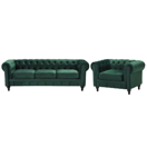 Sofa Set Samtstoff grün 4-Sitzer CHESTERFIELD