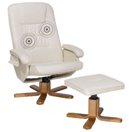 Massagesessel beige Kunstleder Heizfunktion mit Fusshocker RELAXPRO