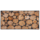 Teppich braun 80 x 150 cm Holzmuster Kurzflor KARDERE