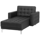 Chaiselongue Kunstleder schwarz / silber ABERDEEN