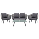 Lounge Set Rattan grau meliert 4-Sitzer Auflagen graphitgrau RAGUSA