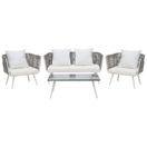 Lounge Set Rattan grau meliert 4-Sitzer Auflagen cremeweiss RAGUSA