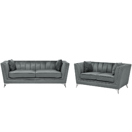 Sofa Set Samtstoff grau 5-Sitzer GAULA