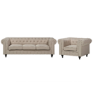 Sofa Set Polsterbezug beige 4-Sitzer CHESTERFIELD gross