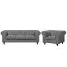 Sofa Set Polsterbezug hellgrau 4-Sitzer CHESTERFIELD gross