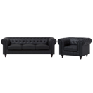 Sofa Set Kunstleder schwarz 4-Sitzer CHESTERFIELD gross