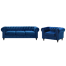 Sofa Set Samtstoff kobaltblau 4-Sitzer CHESTERFIELD