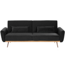 Schlafsofa 3-Sitzer Sofa Samtstoff schwarz EINA