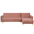 Ecksofa linksseitig Samtstoff rosa Schlaffunktion ABERDEEN