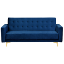 Schlafsofa 3-Sitzer Samtstoff marineblau ABERDEEN