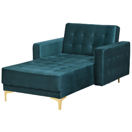 Chaiselongue Samtstoff blaugrün / gold ABERDEEN