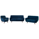 Sofa Set Samtstoff marineblau 6-Sitzer BODO