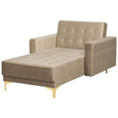 Chaiselongue Samtstoff sandbeige / gold ABERDEEN