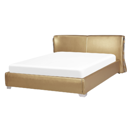 Lederbett gold Lattenrost 140 x 200 cm PARIS