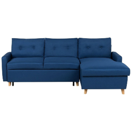 Ecksofa mit Schlaffunktion Polsterbezug marineblau linksseitig FLAKK