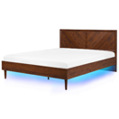 Bett dunkler Holzfarbton 180 x 200 cm mit LED-Beleuchtung bunt MIALET