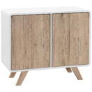 Sideboard weiss / heller Holzfarbton 2 Türen MILO