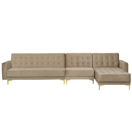 Modulsofa Samtstoff Schlaffunktion sandbeige linksseitig ABERDEEN