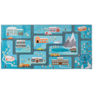 Kinderteppich blau 80 x 150 cm Stadt-Motiv Kurzflor KIGI